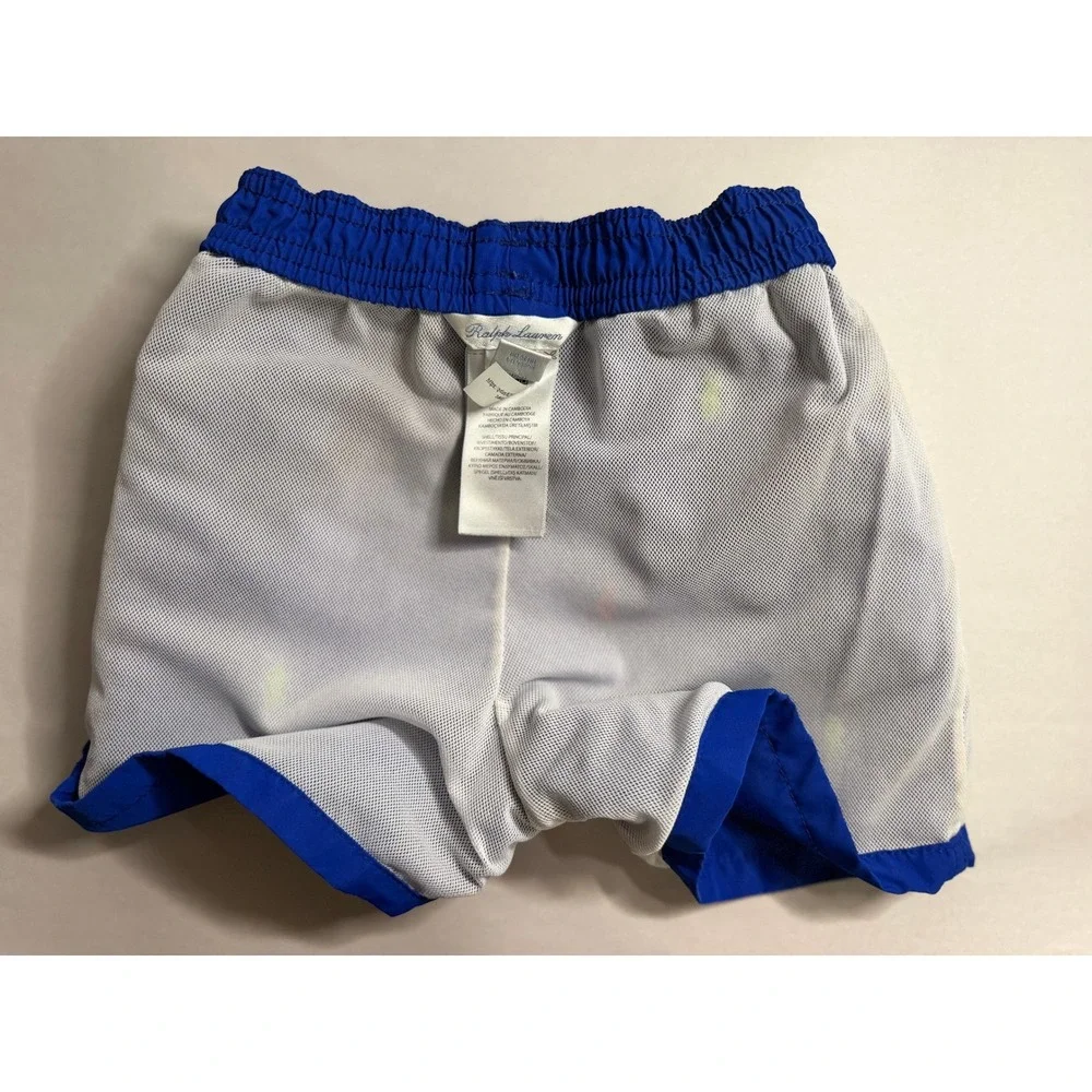 Polo Ralph Lauren Kids Royal Blue All Over Pony Swim Trunks 18-24M Mesh Lined